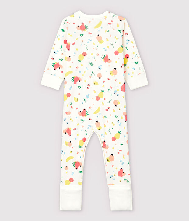 Baby-Strampler aus Baumwolle mit abnehmbaren F&uuml;&szlig;en f&uuml;r M&auml;dchen weiss/vielfarbig