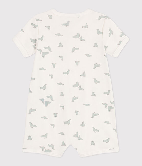 Baby-Kurzoverall aus Baumwolle mit Seehund weiss MARSHMALLOW/weiss MULTICO