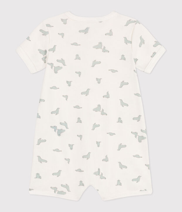 Baby-Kurzoverall aus Baumwolle mit Seehund weiss/vielfarbig