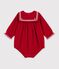 Baby-Kurzoverall aus einfarbigem Feincord mit Kragen rot