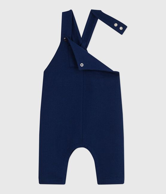 Langbeinige Baby-Latzhose aus einfarbiger Baumwolle blau MEDIEVAL