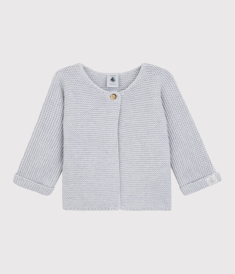 Baby-Cardigan aus Bio-Baumwollstrick grau POUSSIERE CHINE