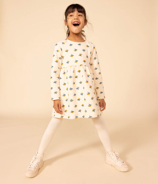 Langärmeliges Kleid mit Printmotiv für Mädchen weiss AVALANCHE/ MULTICO