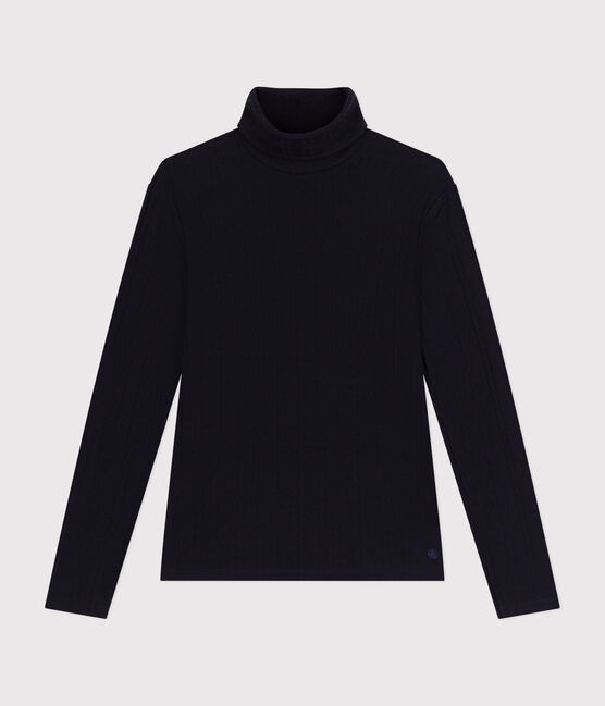 Damen-Rollkragenshirt "L'Iconique mit Zierstrick blau SMOKING