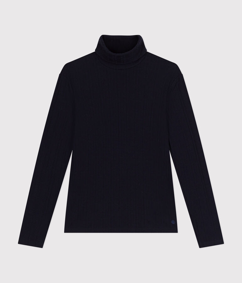 Damen-Rollkragenshirt L'Iconique mit Zierstrick blau