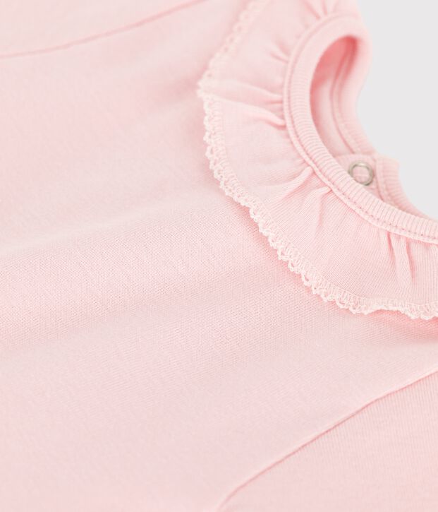 Kurz&auml;rmeliger Baby-Body mit Halskrause rosa