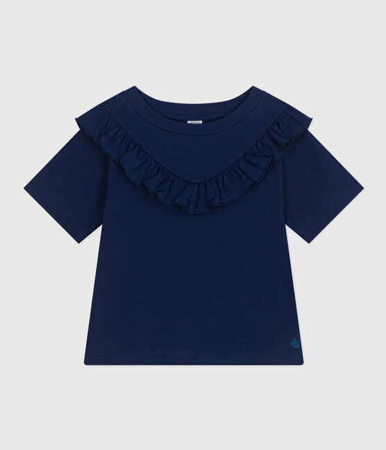 Mädchen-T-Shirt aus geflammtem Jersey blau MEDIEVAL