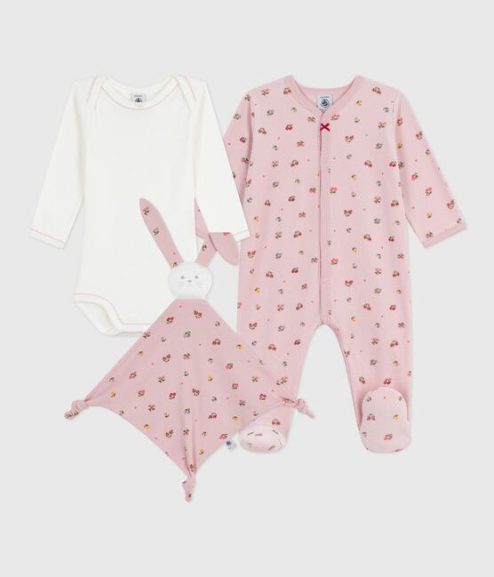 Baby-Geschenkset aus Nicki mit Blumenmotiv variante 1