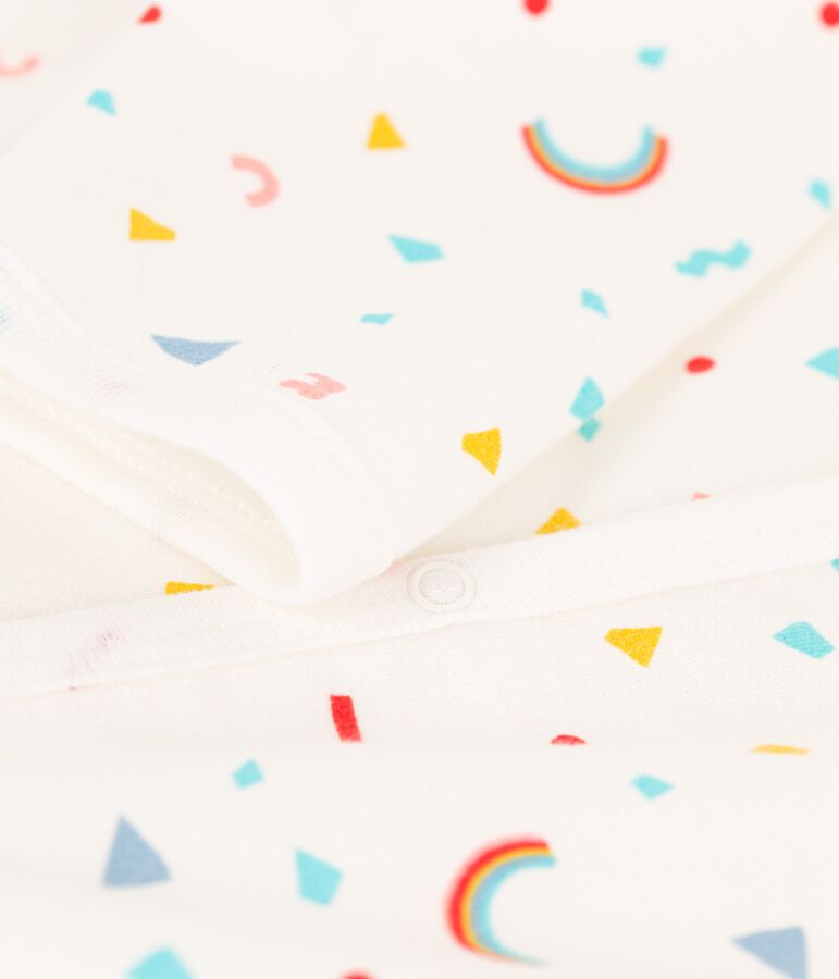 Baby-Strampler aus Winterjersey weiss/vielfarbig