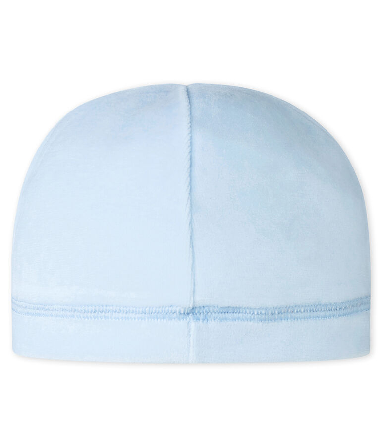 Unisex Baby M&uuml;tze aus Nicki f&uuml;r Neugeborene blau