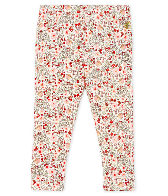 Gemusterte Baby-Legging mit Volants für Mädchen weiss MARSHMALLOW/weiss MULTICO
