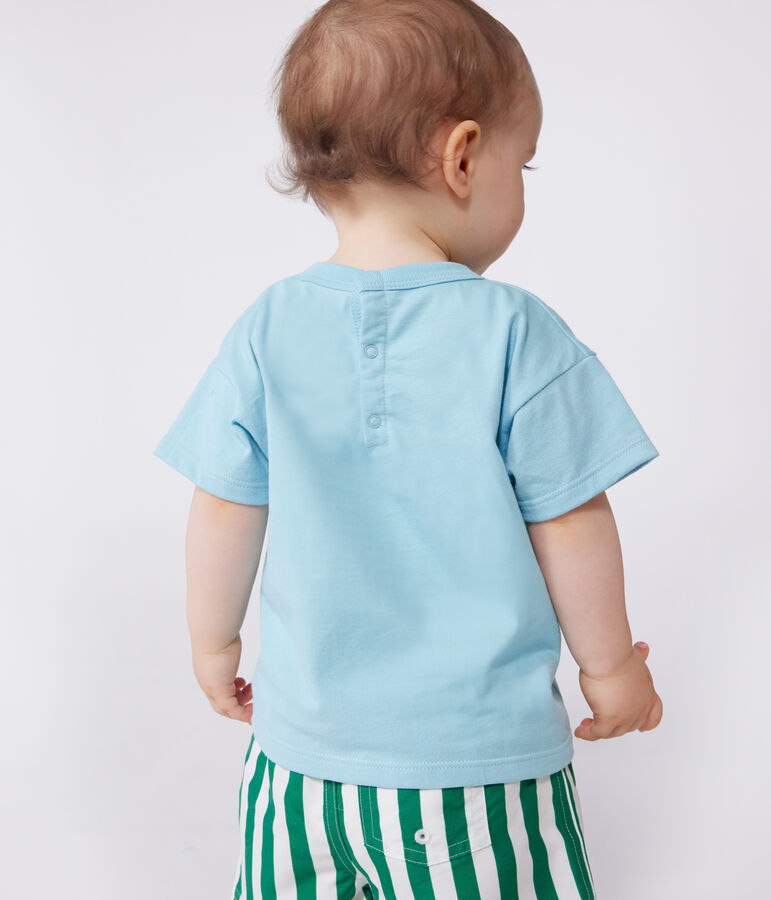 Kurz&auml;rmeliges Baby-T-Shirt aus einfarbiger Baumwolle blau