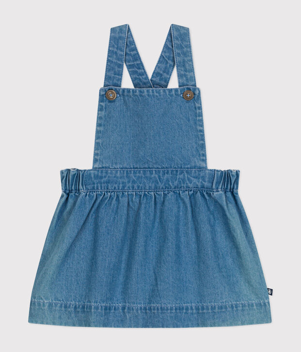 &Auml;rmelloses Babykleid aus leichtem Denim blau