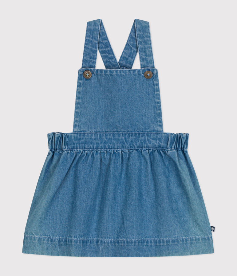 &Auml;rmelloses Babykleid aus leichtem Denim blau