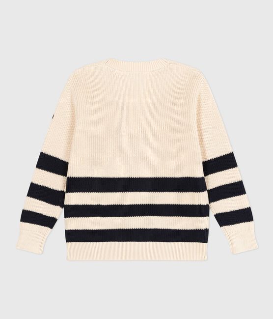 Damen-Cardigan aus Baumwolle mit Streifen weiss AVALANCHE/blau SMOKING
