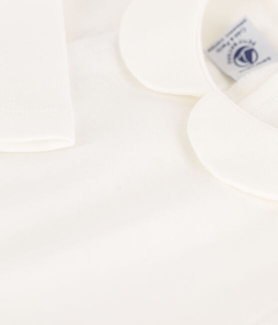 Langärmeliges Kinder-T-Shirt aus Baumwolle für Mädchen weiss MARSHMALLOW