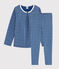 Kinderpyjama aus Doppeljersey mit Herzchen-Print für Mädchen blau MAJOR/weiss MARSHMALLOW