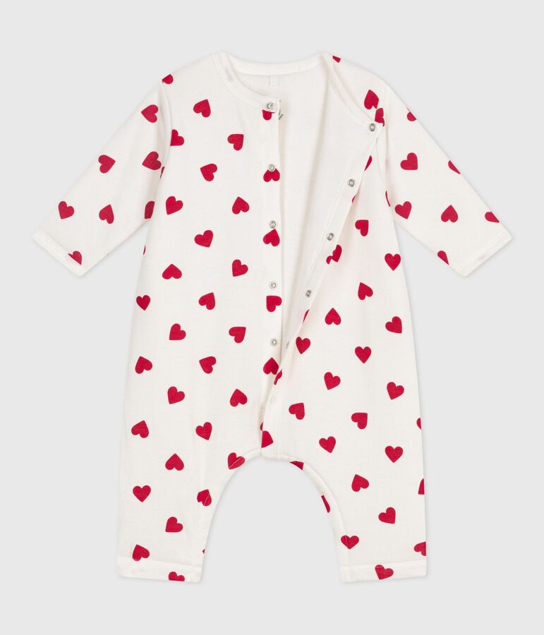 Wattierter Baby-Overall aus Baumwolle mit Herzmotiv weiss/rot