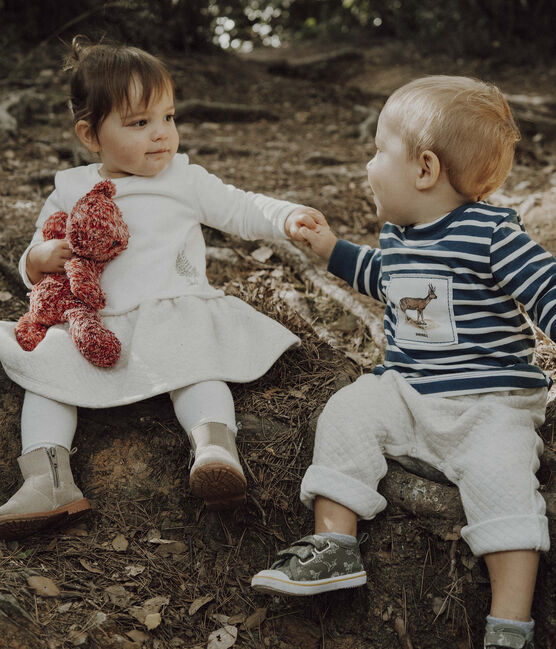 Baby-Kleid für Mädchen Petit Bateau x Deyrolle weiss MARSHMALLOW