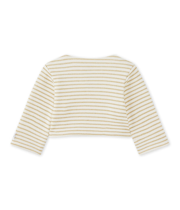 Gestreifter Baby-M&auml;dchen-Cardigan weiss/gelb