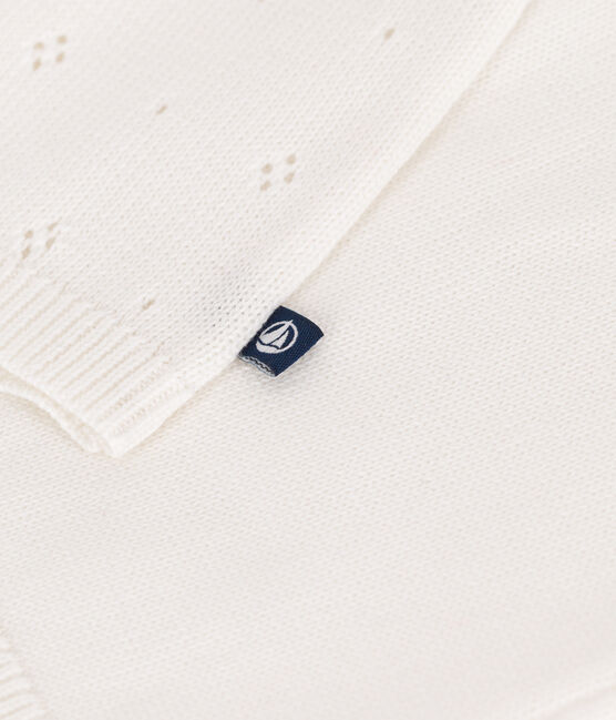 Baby-Cardigan aus Baumwolle mit Zierstrick weiss MARSHMALLOW
