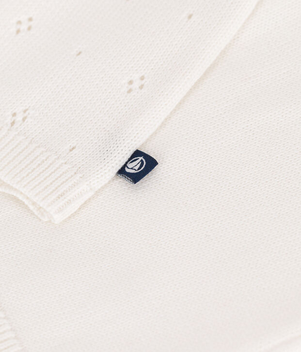 Baby-Cardigan aus Baumwolle mit Zierstrick weiss