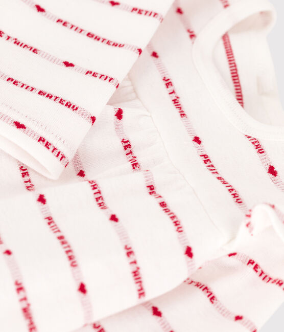Jacquard-Baby-Kleid mit Leggings aus Baumwolle weiss MARSHMALLOW/rot TERKUIT