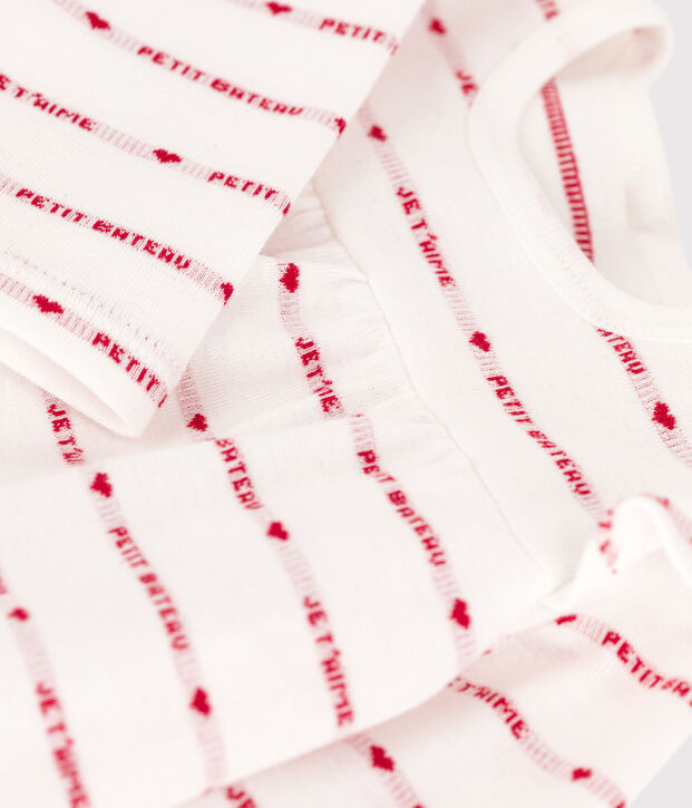 Jacquard-Baby-Kleid mit Leggings aus Baumwolle weiss/rot