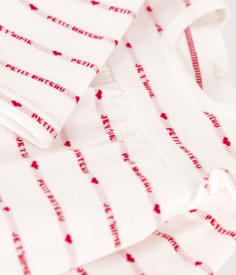Jacquard-Baby-Kleid mit Leggings aus Baumwolle weiss/rot