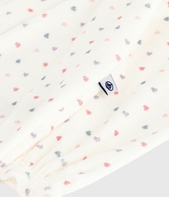 Strampler mit Kragen aus Nicki Herzmotiv weiss MARSHMALLOW/weiss MULTICO