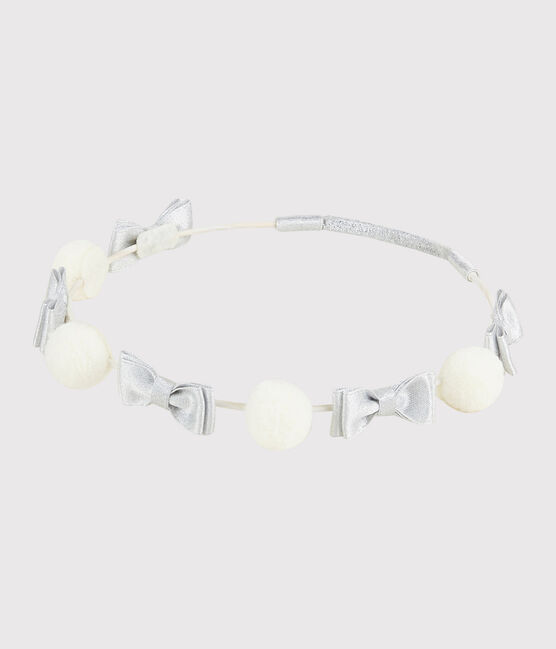 Kinder-Stirnband für Mädchen weiss MARSHMALLOW/grau ARGENT