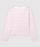 Cardigan aus gestreifter Baumwolle/Leinen Damen weiss MARSHMALLOW/rosa BOHEME