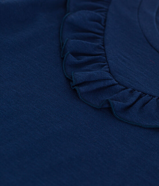 Mädchen-T-Shirt aus geflammtem Jersey blau MEDIEVAL