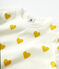 Baumwoll-T-Shirt mit Rundhalsausschnitt und Herz-Applikation Damen weiss MARSHMALLOW/gelb OCRE