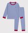 Kinder-Pyjama aus Baumwolle mit Streifen blau/weiss