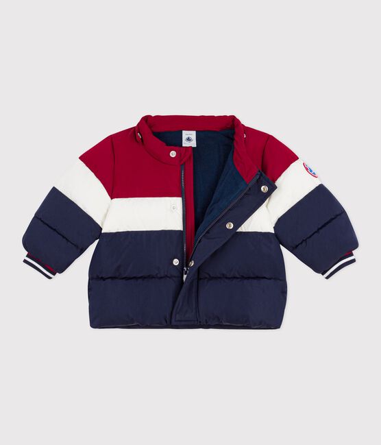Leichte Baby-Winterjacke einfarbig im Colorblock blau SMOKING/weiss MULTICO