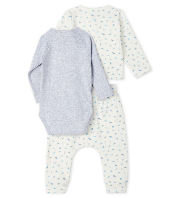 3-teiliges Baby-Set aus Doppeljersey, Unisex weiss MARSHMALLOW/blau TOUDOU/ MULTICO