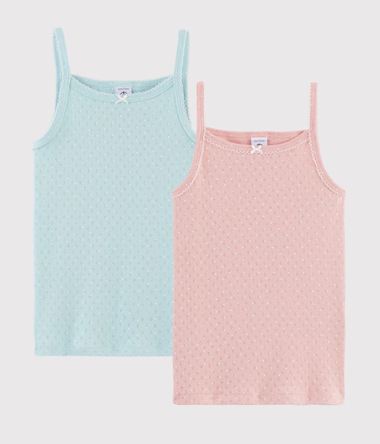 2er-Set Tr&auml;gerhemden mit Lochmuster f&uuml;r kleine M&auml;dchen variante 1