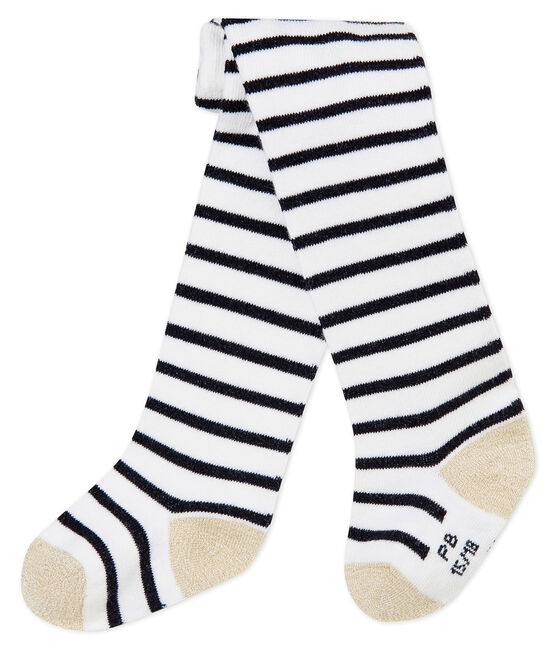 Klassische Baby MädchenStrumpfhosen weiss MARSHMALLOW/blau SMOKING