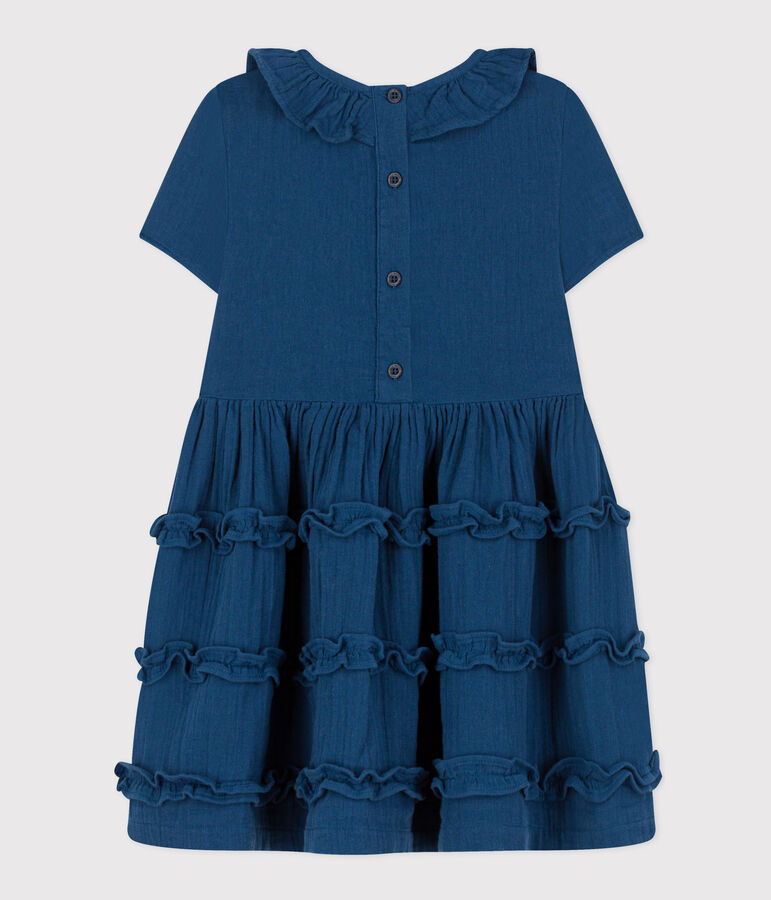 Kurz&auml;rmeliges Kleid aus Musselin f&uuml;r Kinder/M&auml;dchen blau