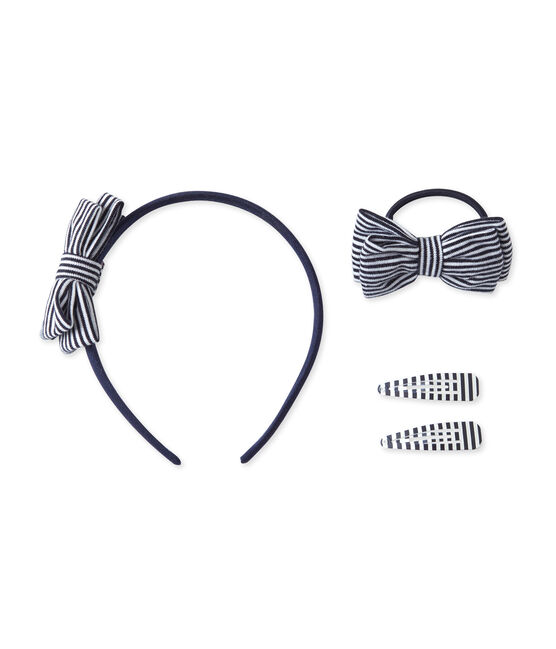 Kit serre-tête et accessoires cheveux en milleraies blau SMOKING/beige COQUILLE