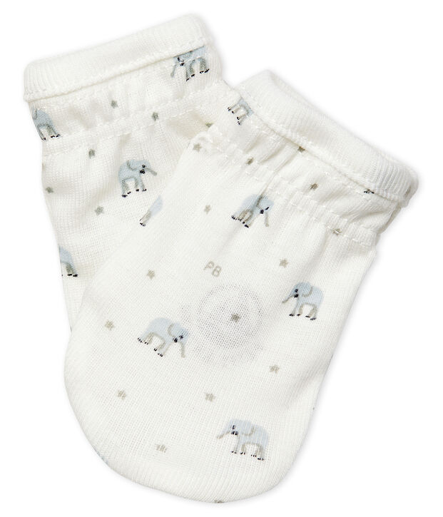 Babyf&auml;ustlinge aus Rippstrick weiss/vielfarbig
