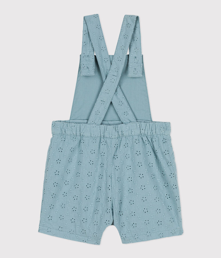 Kurze Baby-Overall in Broderie Anglaise gr&uuml;n