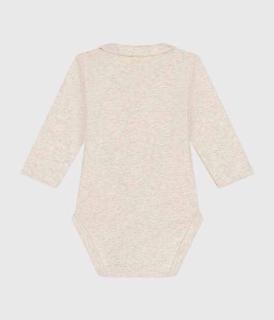 Langärmeliger Baby-Body aus Baumwolle mit Kragen beige MONTELIMAR CHINE