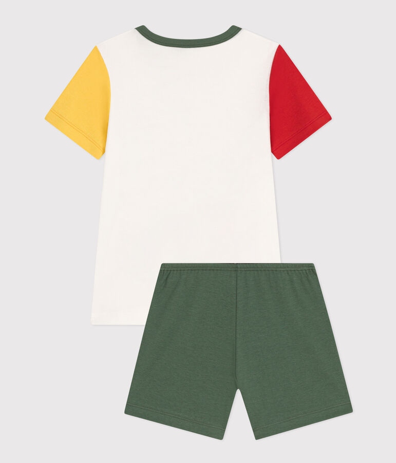 Kurzer, unifarbener Kinderpyjama aus Baumwolle weiss MARSHMALLOW/weiss MULTICO