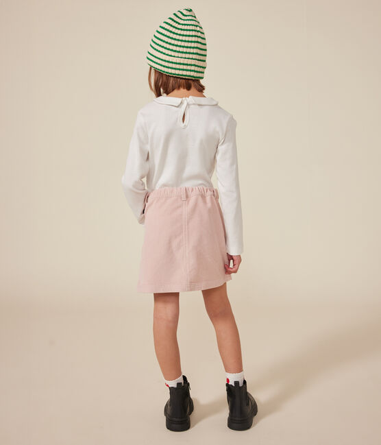 Langärmeliges Kinder-T-Shirt aus Baumwolle für Mädchen weiss MARSHMALLOW