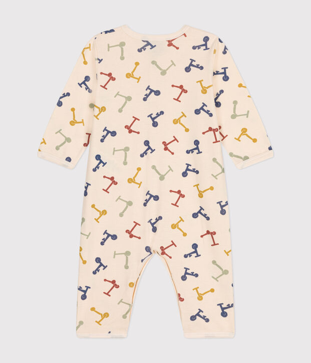 Baby-Strampler ohne F&uuml;&szlig;e aus Baumwolle naturfarben/blau