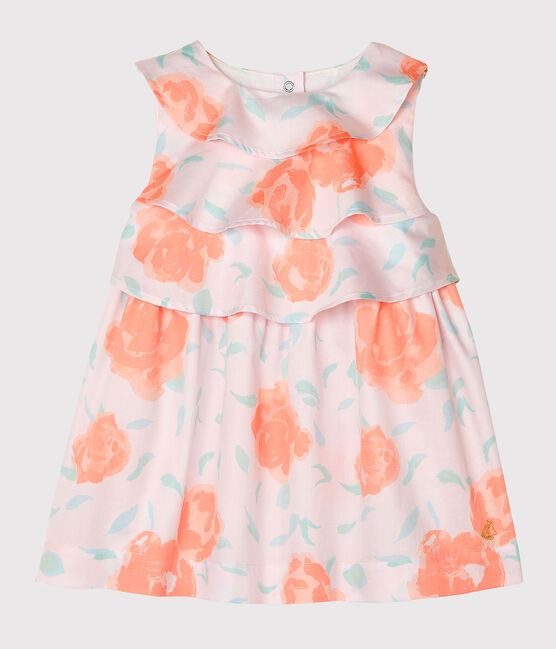 Gemustertes Baby-Kleid für Mädchen rosa VIENNE/weiss MULTICO