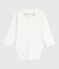 Baby-Body mit besticktem Kragen und Schriftzug an der Brust weiss MARSHMALLOW/rosa CHARME