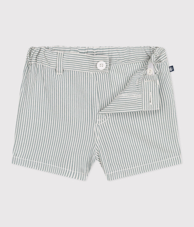 Baby-Shorts aus gestreiftem Seersucker weiss/gr&uuml;n